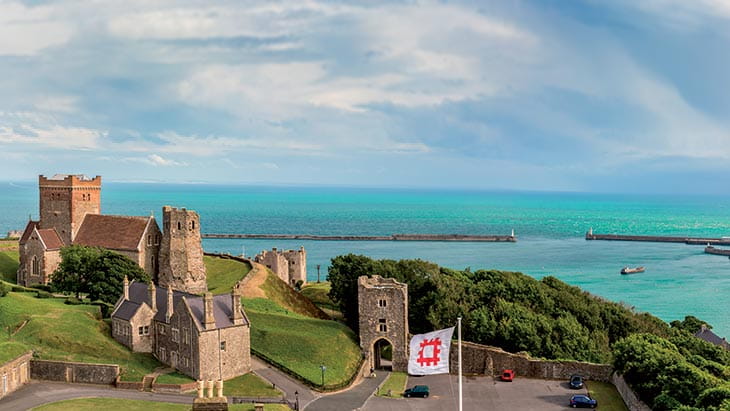 A view over the English Channel and port from Dover Castle, England, United Kingdom